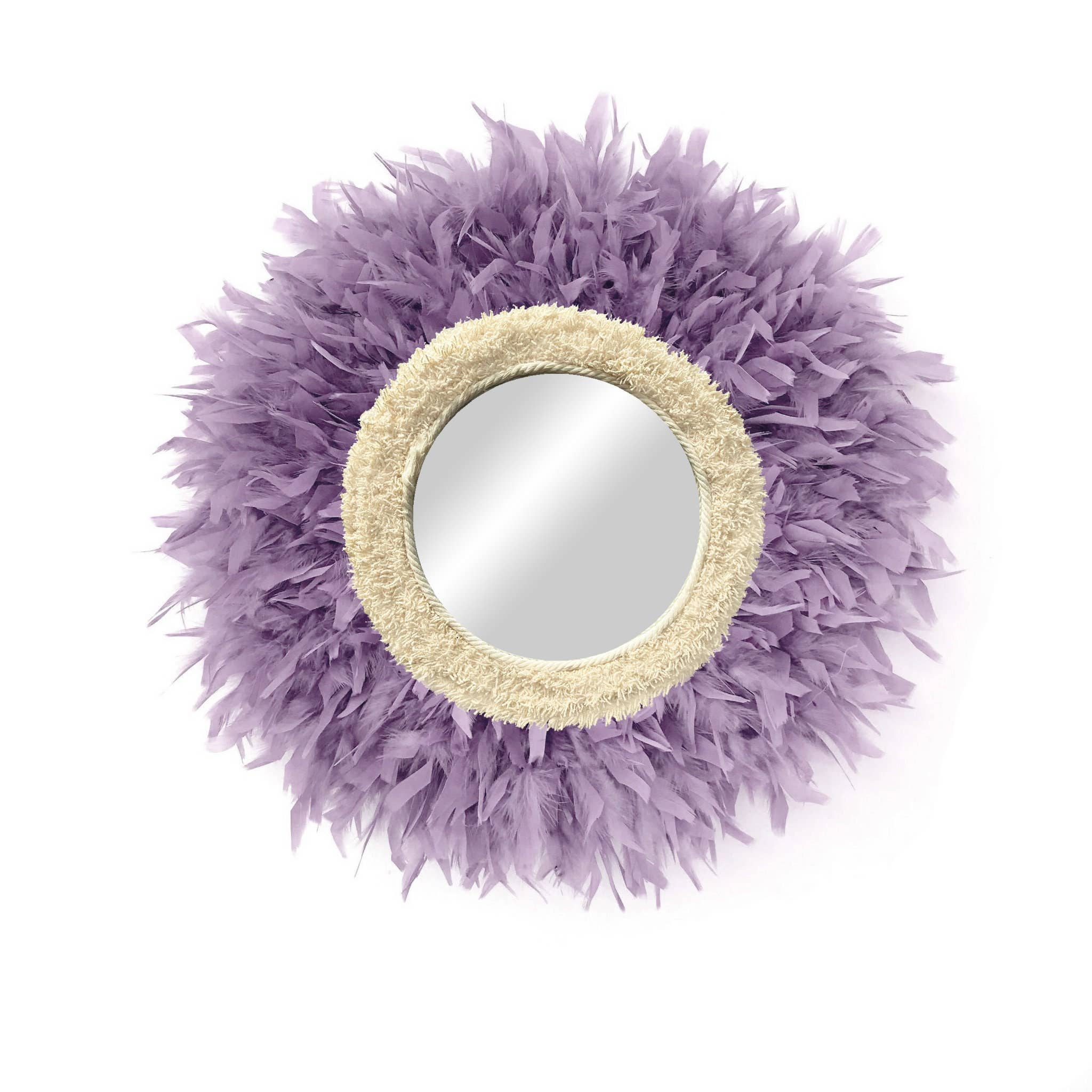Geometrik Design - Wholesale Wall Stone - Round Feather and Cotton Decorative Boho Mirror6