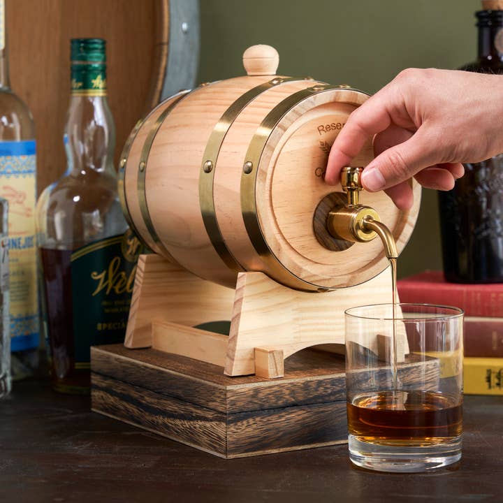 Whiskey Barrel Drink Dispenser for wholesale by Foster & Rye