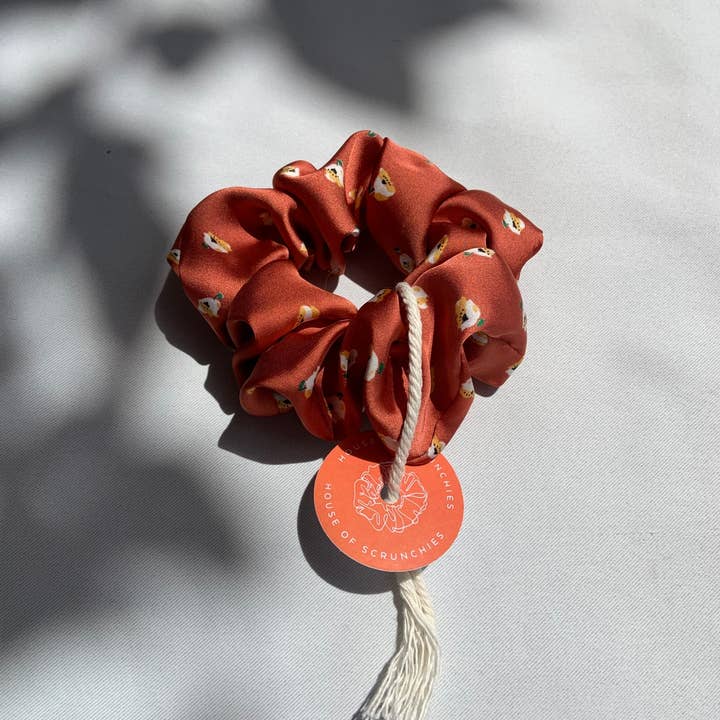 House of Scrunchies - Wholesale Scrunchie - Women’s - Scrunchie - Rust Flower - Recycled