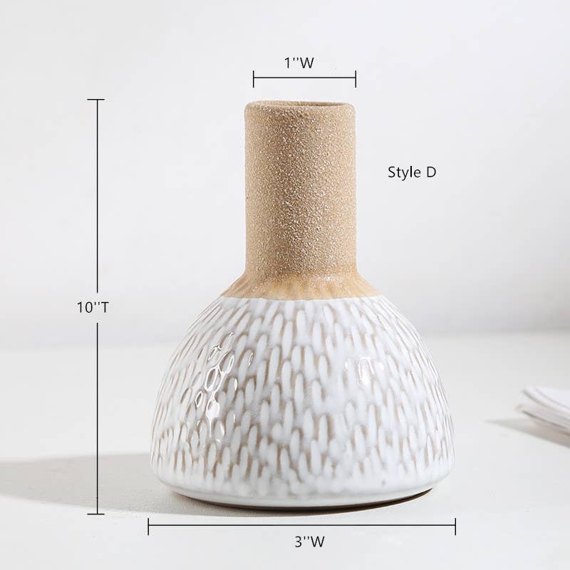 Sweet Home Deco - Wholesale Vaas - Rustieke mat/geglazuurde keramische knopvaas, kleine boho-vaas,  6