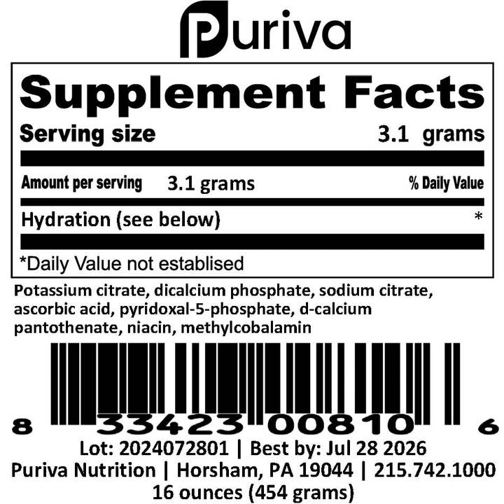 Puriva Nutrition – wholesale Hälsodryck i pulverform – Hydreringspulver, 1 pund, Puriva Nutrition