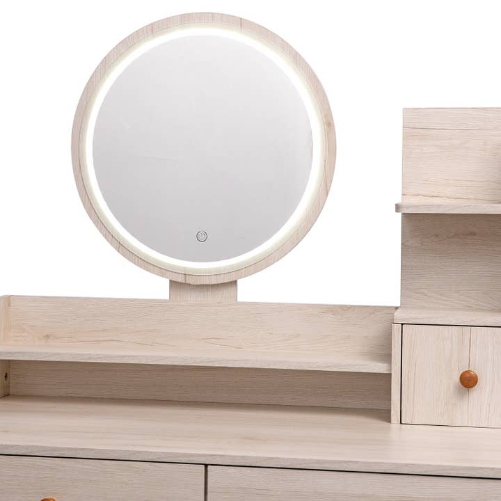 39F Inc. - Wholesale Vanity Mirror - CRAZY ELF Vanity Table with LED Mirror & Cushioned Stool4