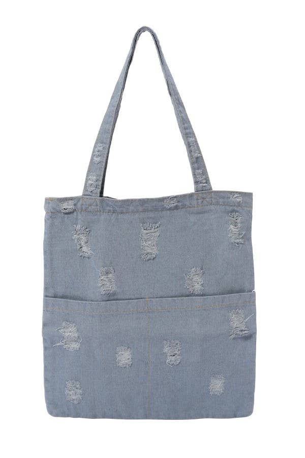 Nima Accessories Inc - Wholesale Tote Bag - Women's - Ladies Denim Jean Fabric Tote Handbag2
