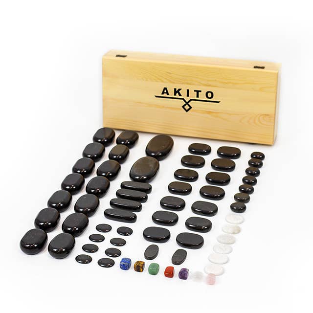 ACUS MED - Vente Appareils de massage - Pierres de massage en basalte Akito - Ensemble de 64 pièces3