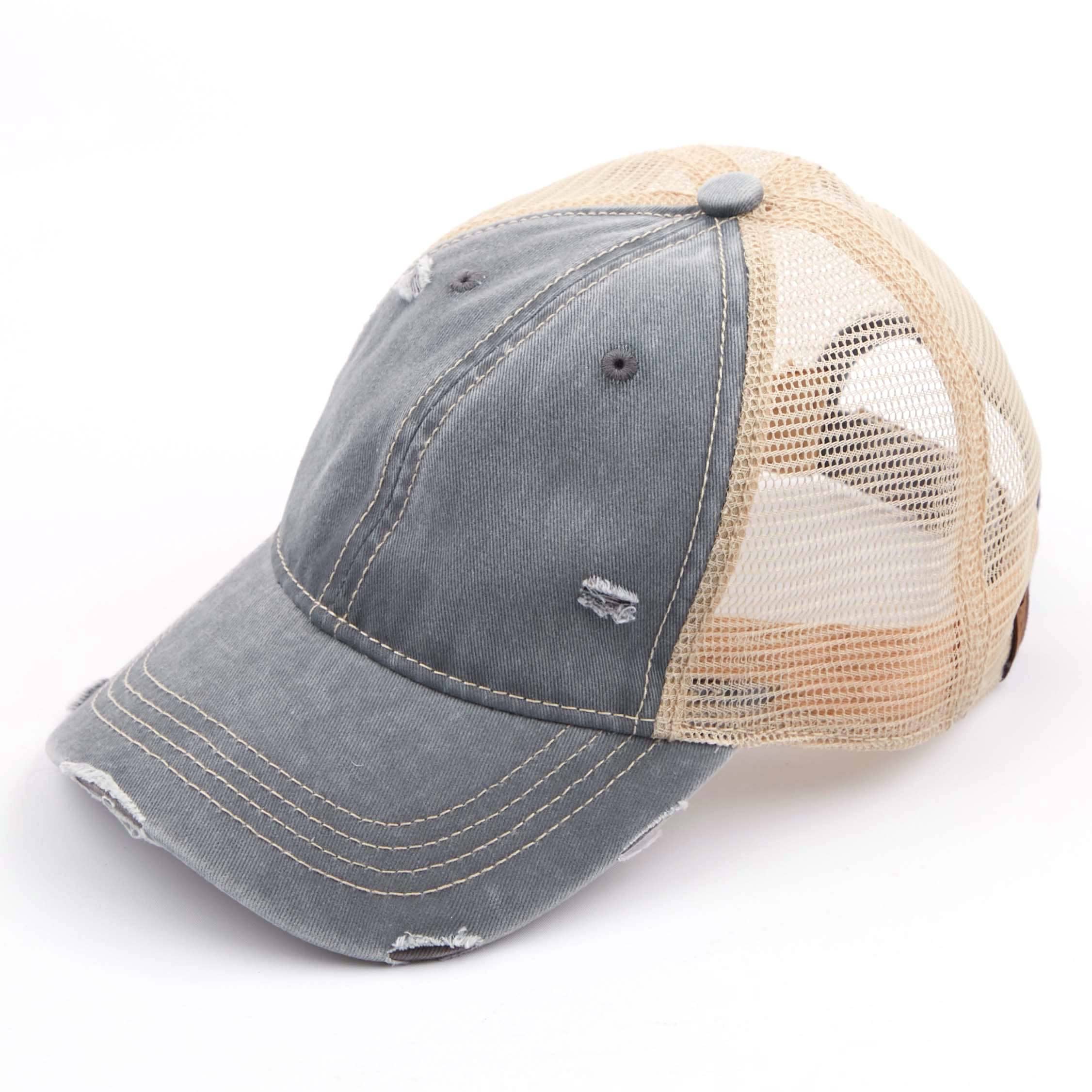 Hana - Wholesale Baseball Cap - Women's - C.C Distressed Washed Mesh Back Baseball Cap1
