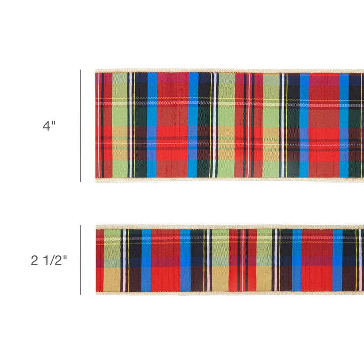 LA Ribbons Wholesale - Wholesale Ribbon - Gift Wrapping - Wired Plaid Ribbon with Gold Dupioni Backing, 10 Yard Roll5