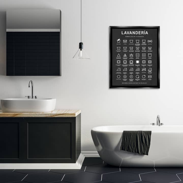 Stupell Industries - Wholesale Wall Decor - Kids & Baby - Guía de Lavado de Ropa, Negro Framed Floater Canvas Wall Art10