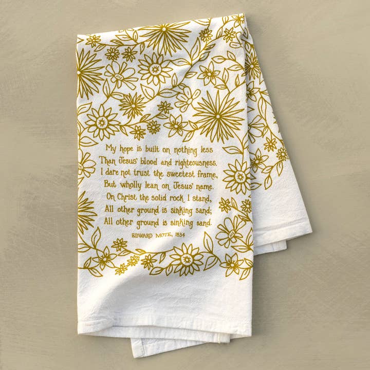 My Hope Is Built Hymn Tea Towel for wholesale by Little Things Studio