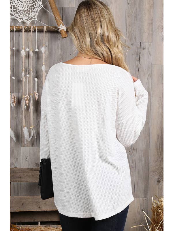 NINEXIS - Wholesale Knit Top - Women's - CWTTL450_BUTTON PLACKET LONG SLEEVE WAFFLE TOP4
