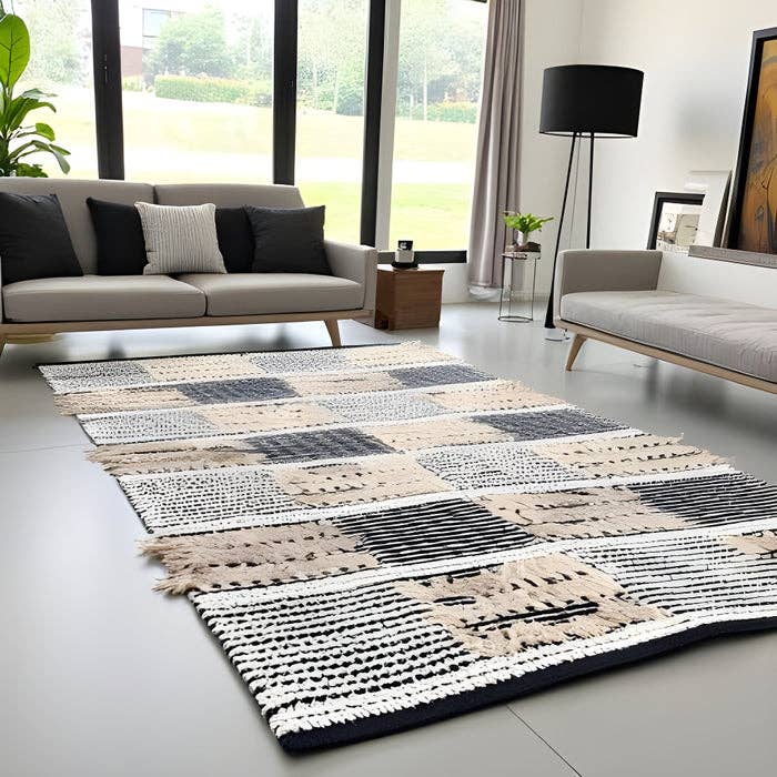 Linen Connections - Vendita all'ingrosso Tappeto - Tappeto scandinavo, tappeto boho, Harmoni 4x6 piedi, tappeto da area, tappeto in cotone tessuto a mano, tappeto beni ourain, tappeti nordici, Tapis, Teppich, tappeto moderno shaggy4