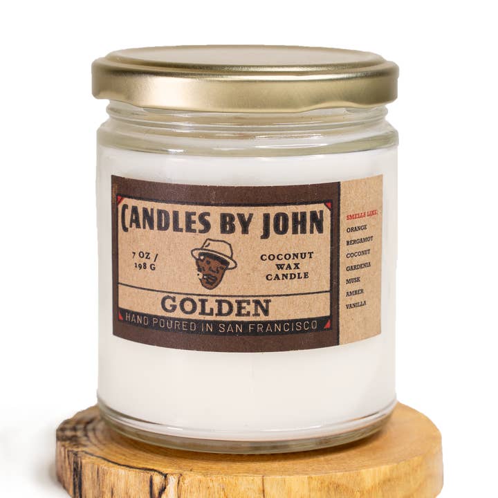 Golden - Bergamot & Orange - 7oz Natural Coconut Wax Candle for wholesale by Candles By John