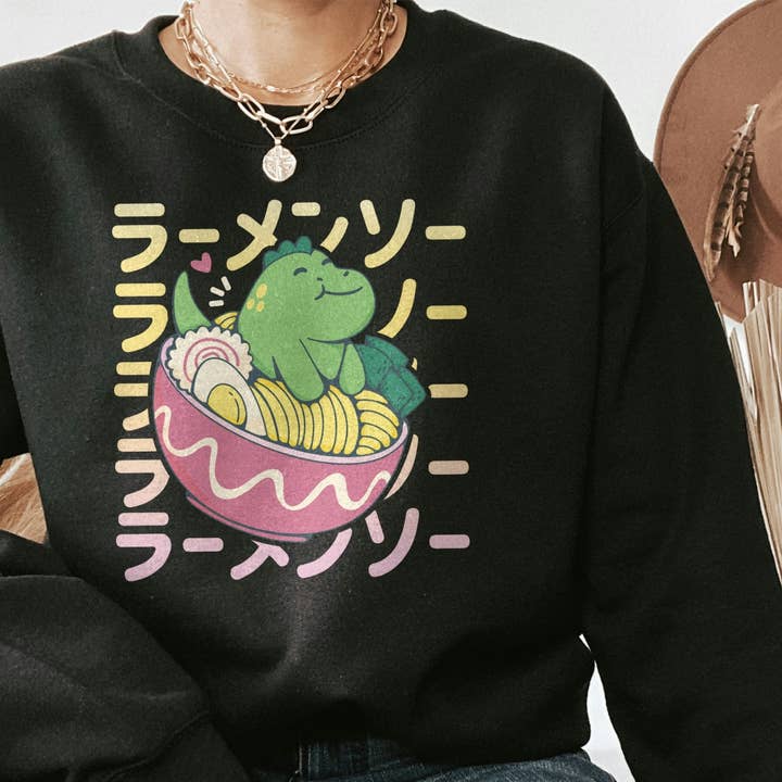 Chandail à col rond et col rond Kawaii Trex Ramen Bowl pour la vente par PositiveParty