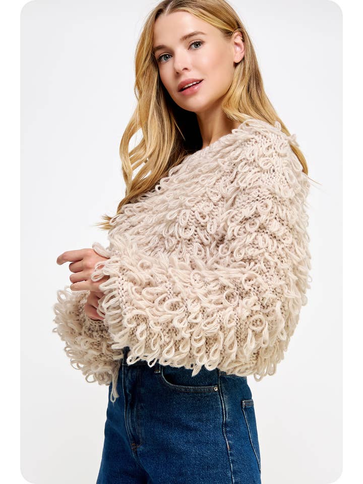 Strut & Bolt - Wholesale Tunic Sweater - Women's - Knitted Fringe Shaggy Sweater