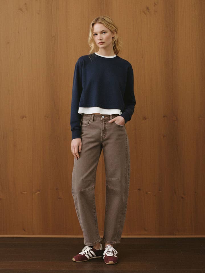 JEAN BARREL TAILLE HAUTE COUPE COURTE F6225STN pour la vente par FLYING MONKEY