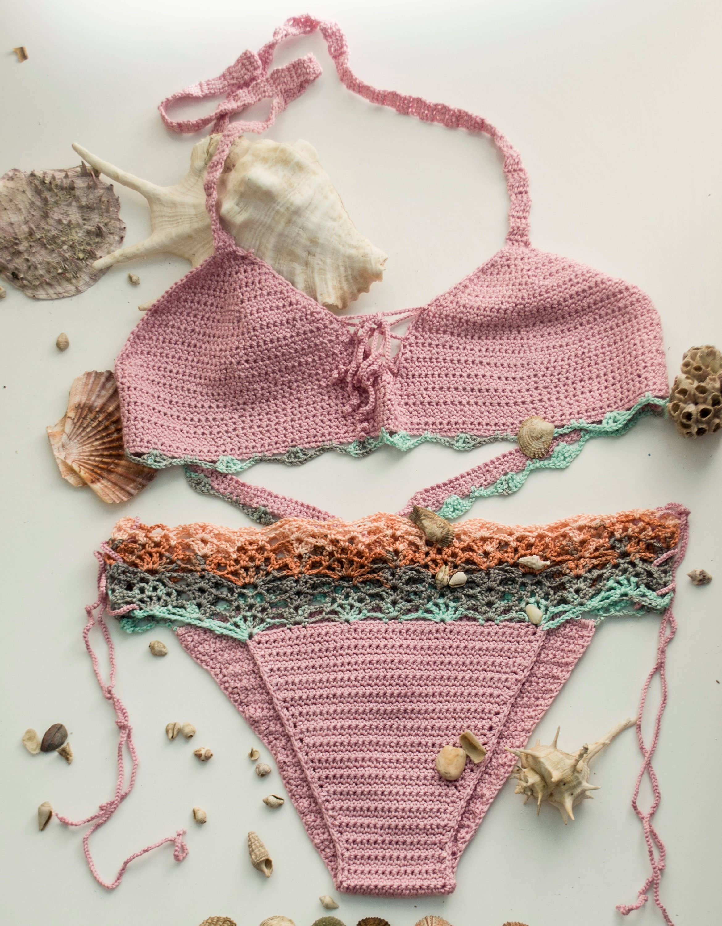 mayAqua - Vente Maillot de bain deux-pièces – femme - Bikini en crochet, ensemble de bikini brésilien, bikini triangle bohème2