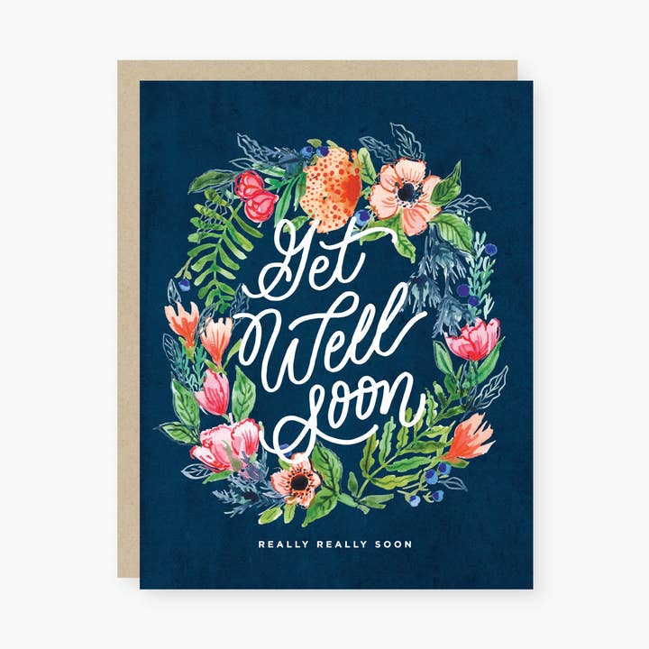 2021 Co. – wholesale Krya på dig-kort – bli väl snart blommig krans kort0