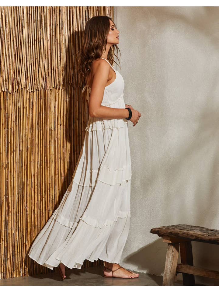 Miss Tunica Beachwear - Wholesale Dress - Women's - Valentina - Long Boho Dress - Crystal White