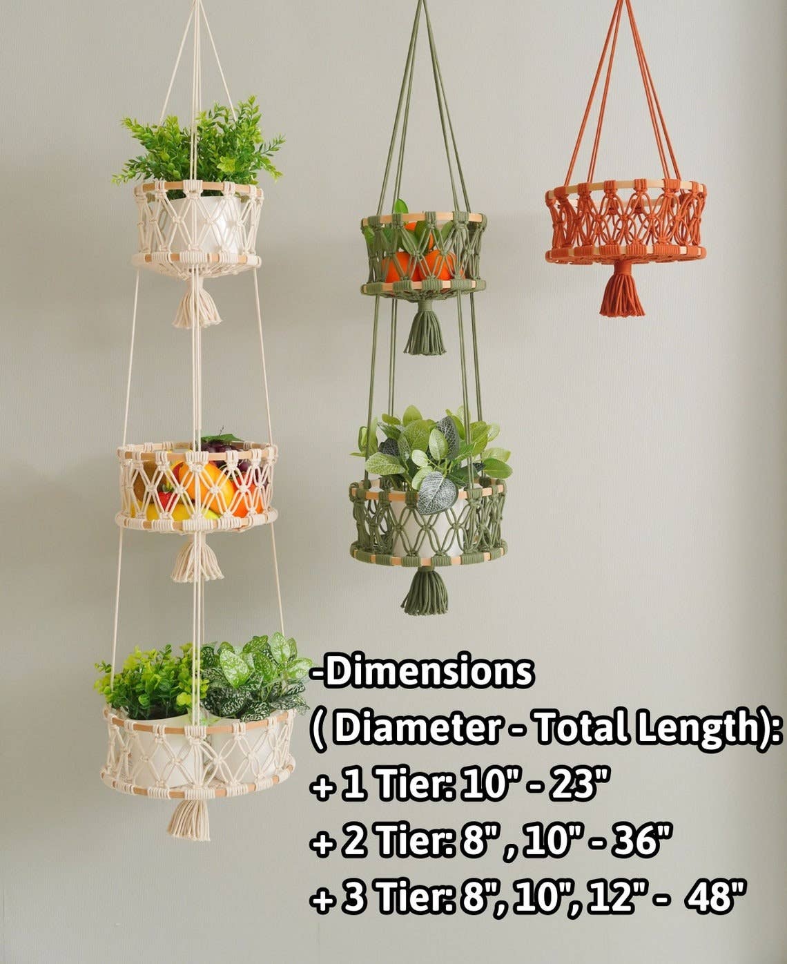 BeanDaikon - Vente Jardinière suspendue - Corbeille à fruits suspendue H961