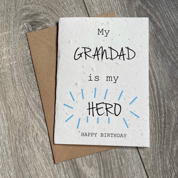 Grandad Birthday card, Plantable Birthday card, Grandad hero for wholesale by Little princess crafts