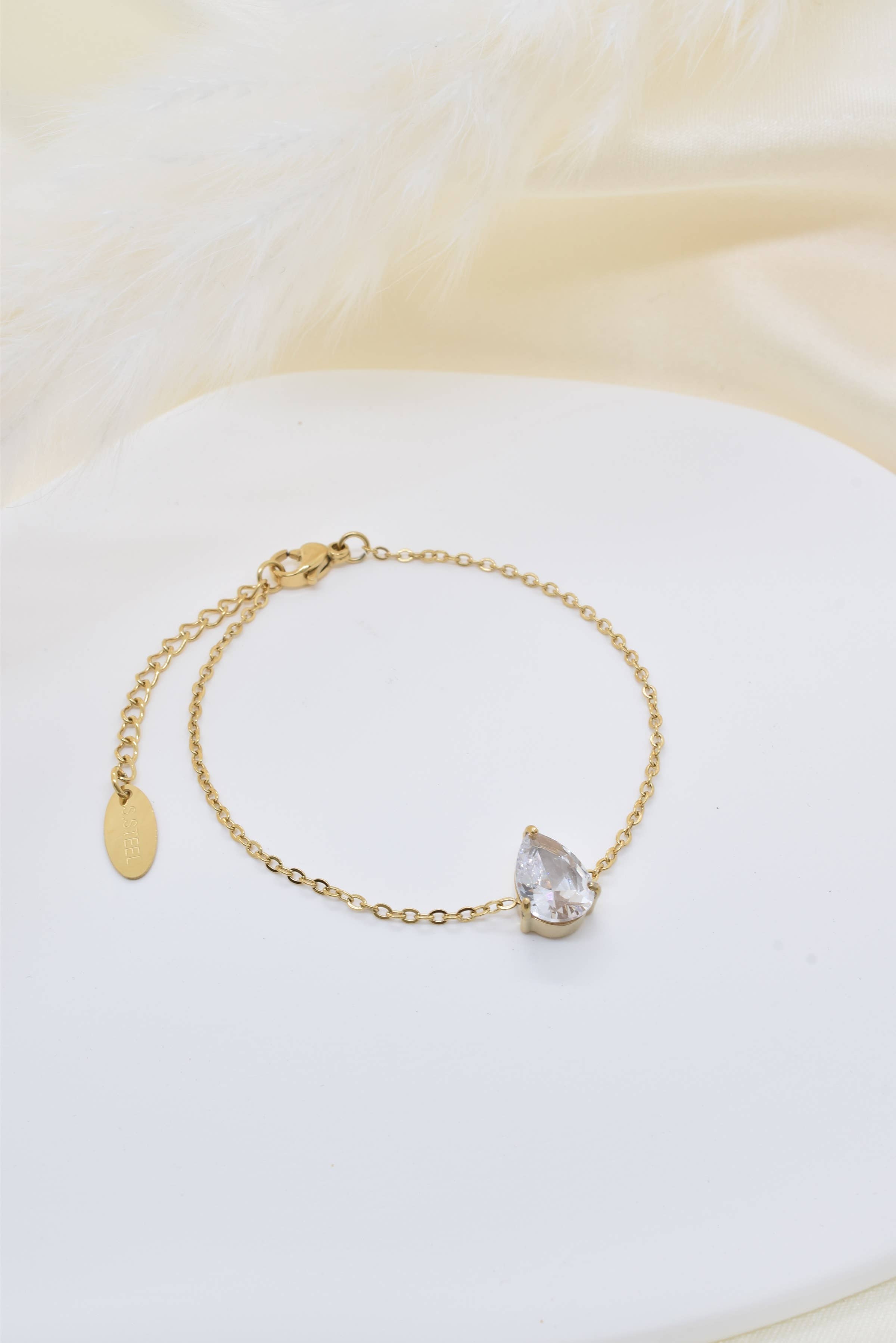 Kapyco - Wholesale Sieradenset - Sieradenset van roestvrij staal met witte kristallen - PA001OR-BC1