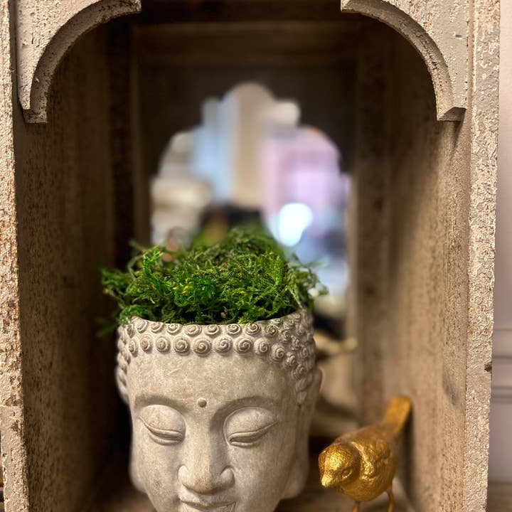 Vagabond Vintage - Wholesale Wall Planter - CEMENT WALL MOUNT HANGING BUDDHA PLANTER