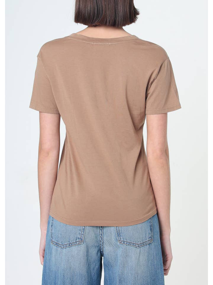 Supima Cotton Plunge V Neck Tee - Carmel for wholesale on Faire