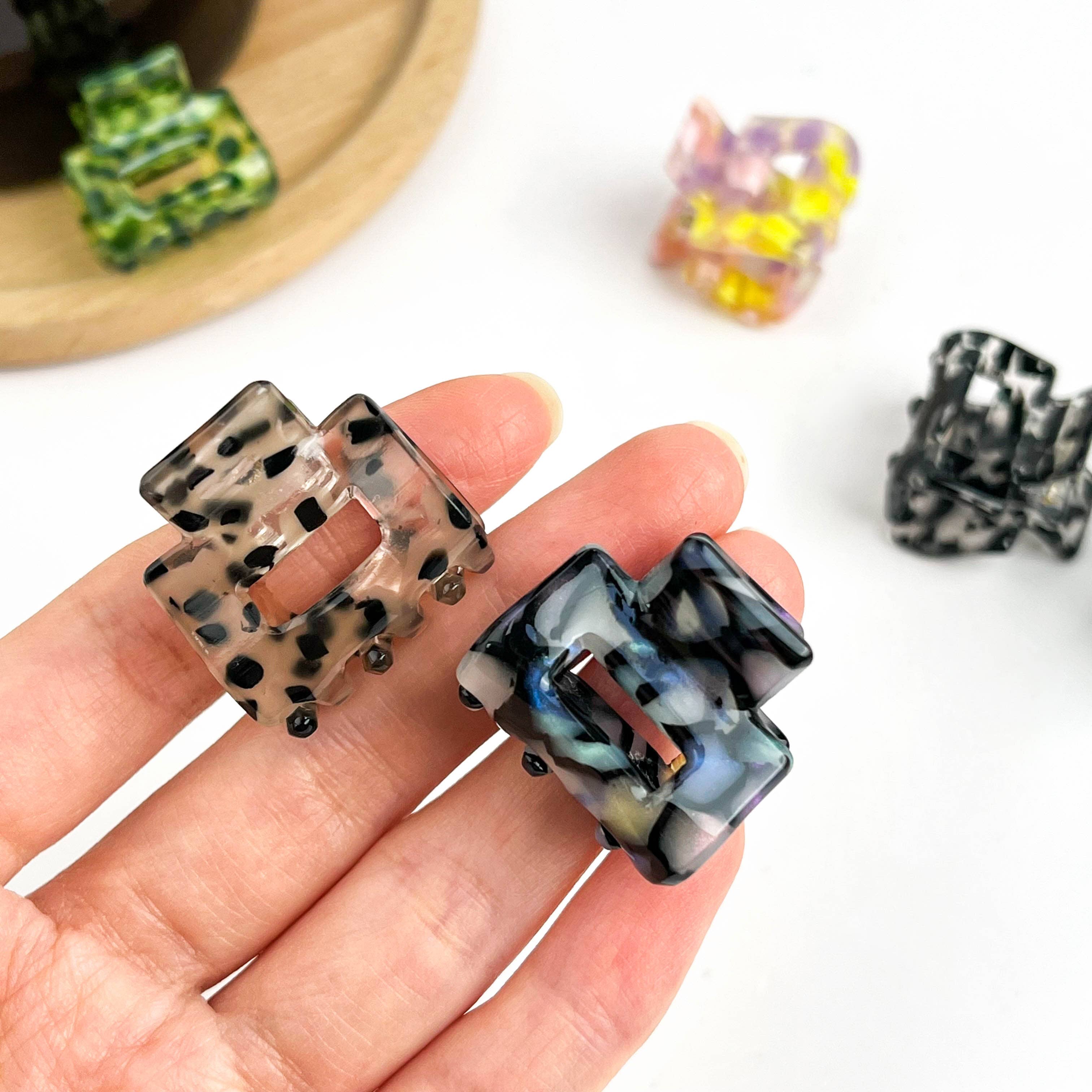 TheDivaSoap - Wholesale Hair Clip - Women's - 0.98'' Acetate Colorful Polka Dot Mini Square Hair Claw Clip9