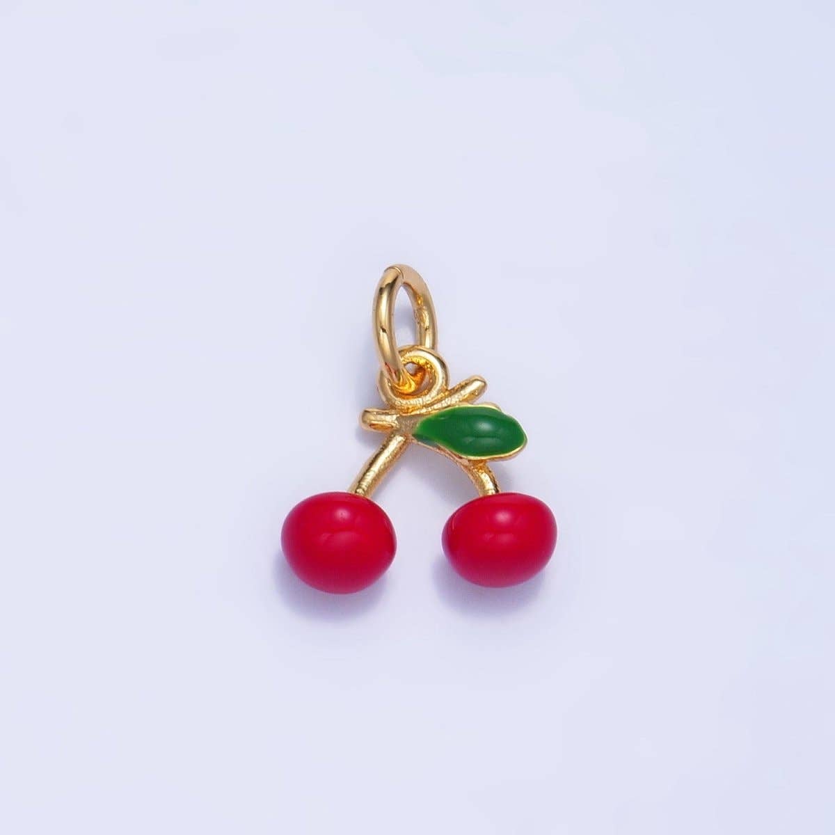 Aim Eternal - Wholesale Individual Charm/Pendant - 24K Gold Filled Cherry Fruit Enamel Mini Multidimensional Charm | W0570