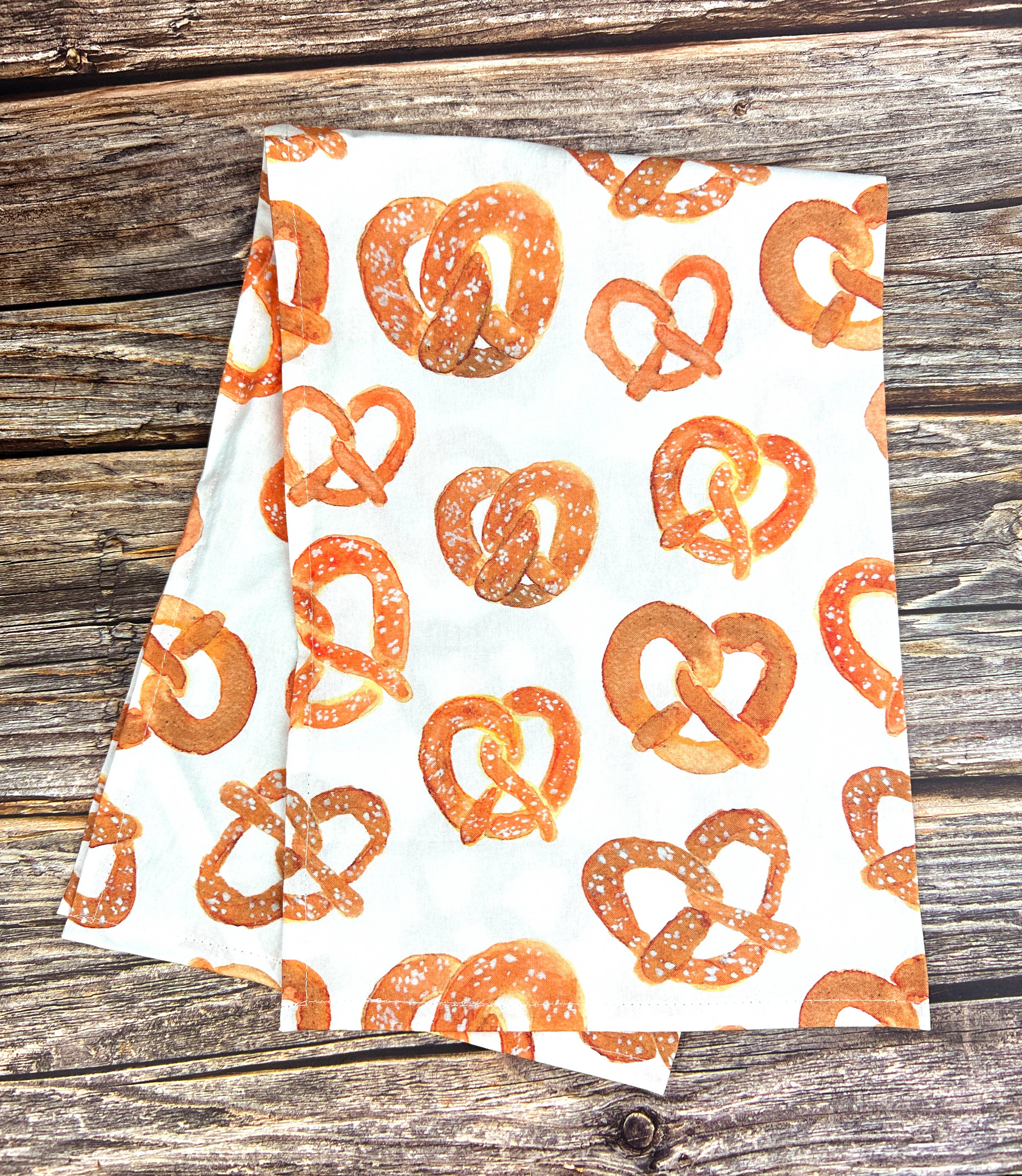 S Pogas Art - Wholesale Tea Towel - Watercolor Pretzel Kitchen Tea Towel - 100% cotton 2