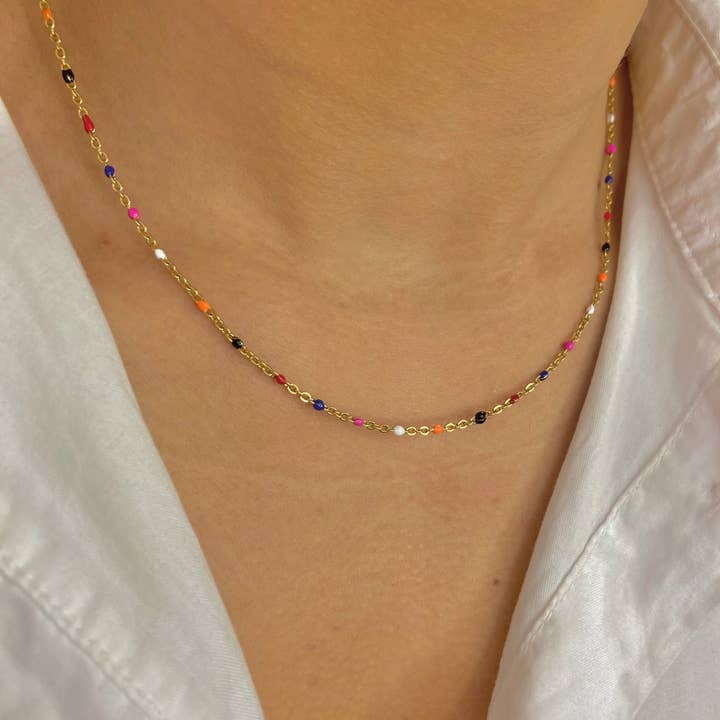 Cassette Barcelona - Wholesale Pendant/Charm Necklace - Blue Alicia Gold Plated Stainless Steel Pendant Necklace2