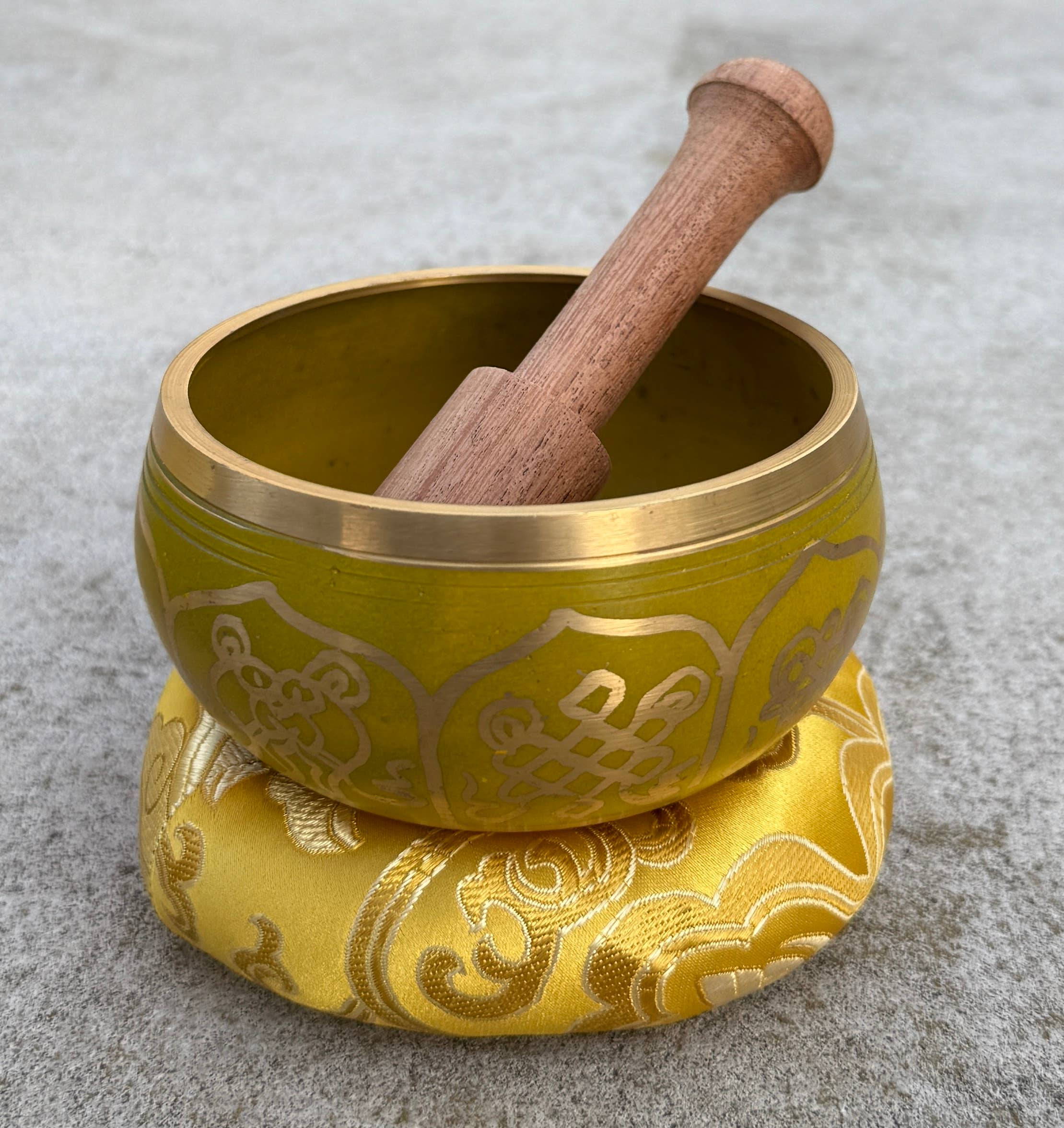 Lungta Imports - Wholesale Meditation Supplies - Tibetan Complete Singing Bowl Gift Box Set 8 Lucky Symbols 12