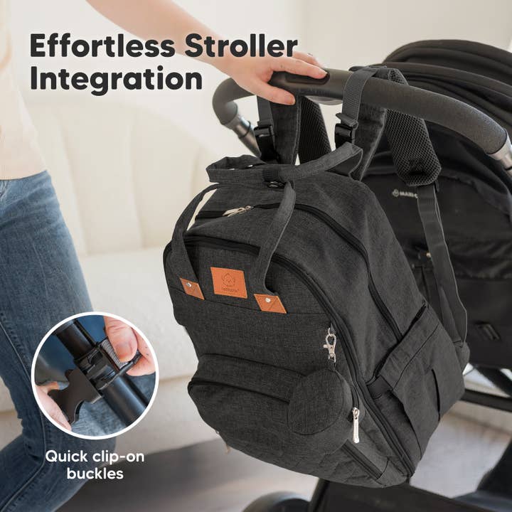 Charcoal KeaBabies Rove Diaper Backpack for wholesale on Faire