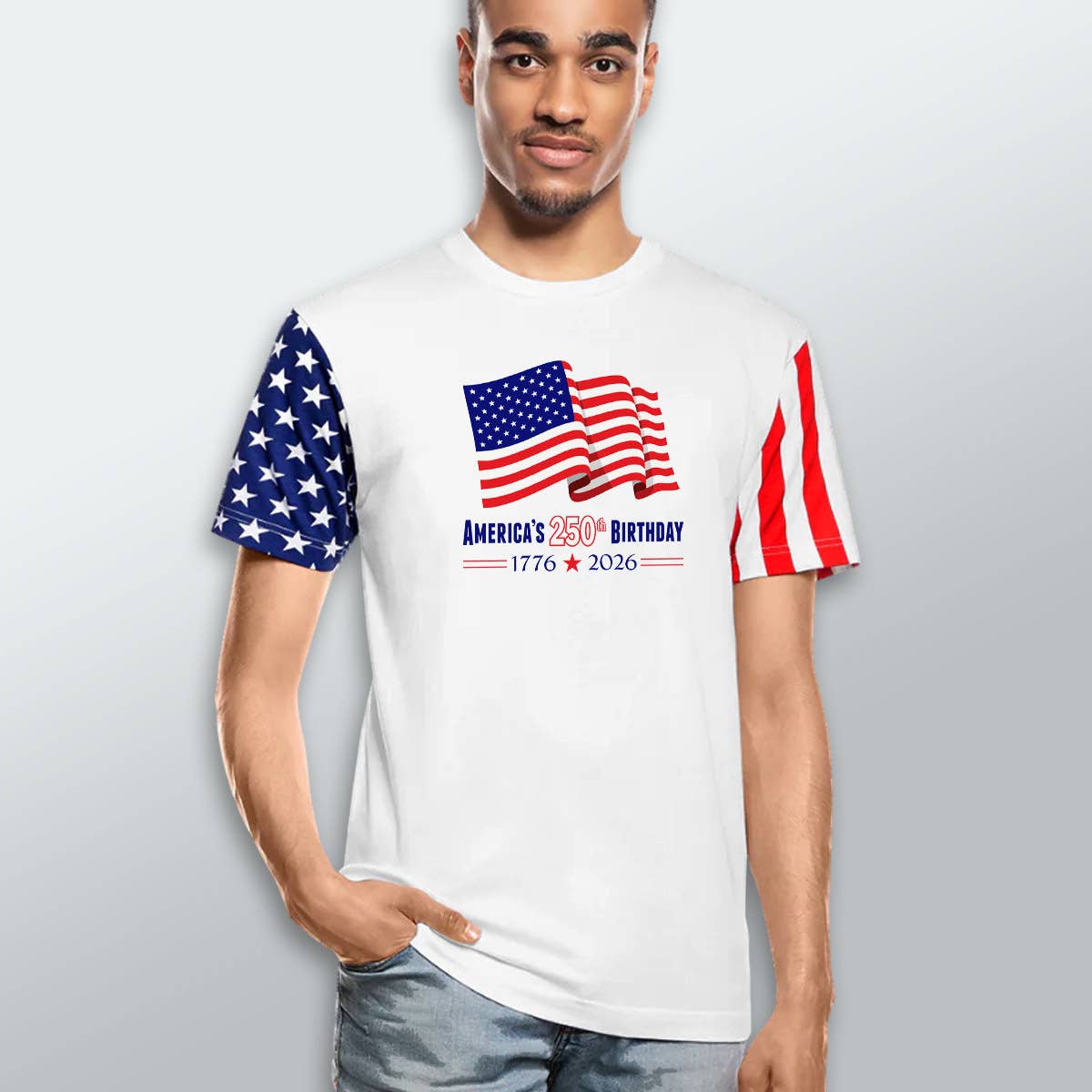 RetroPlanet - Wholesale Screen Printed T-Shirt - Unisex - Stars & Stripes USA 250th Anniversary Flag T-Shirt Adult1