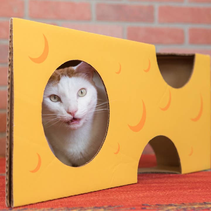 Cat in the Box LLC – wholesale Pet toy – Cat – Monster Cheese Wedge - Cardboard Box Playhouse For Cats