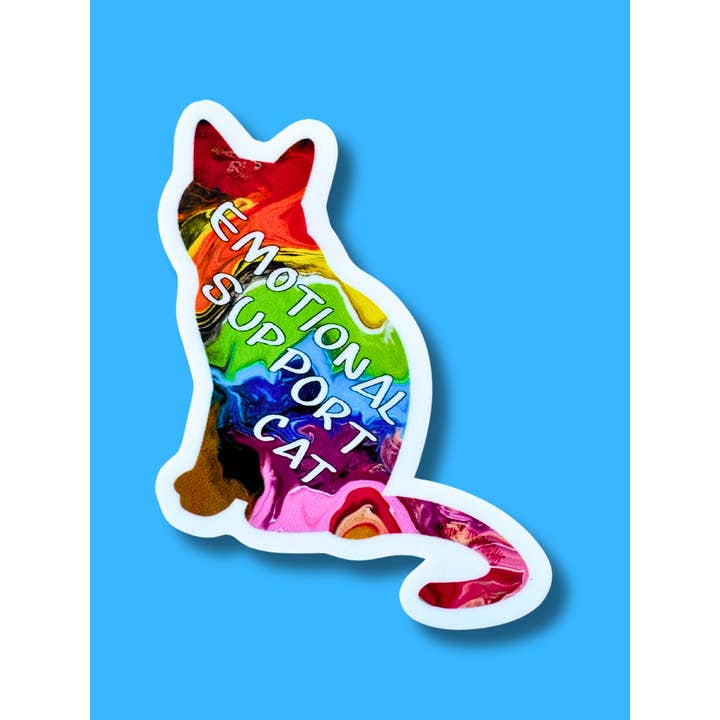 Autocollant de soutien émotionnel pour chat Progress Pride 3" Chat arc-en-ciel pour la vente par AbstractbyRabrams