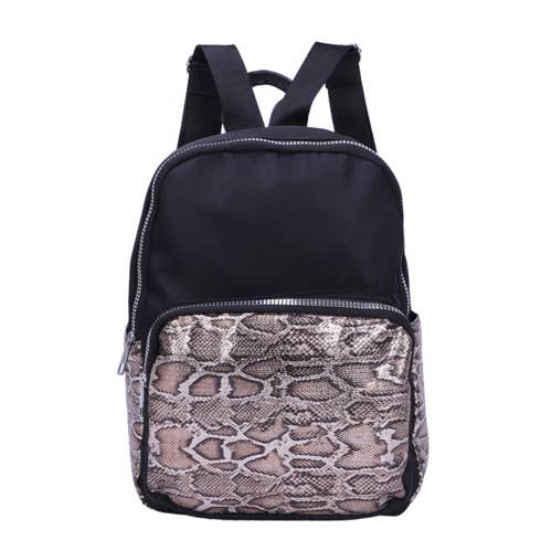 Mochila moderna con estampado de serpiente para mujer para venta al por mayor de Nima Accessories Inc