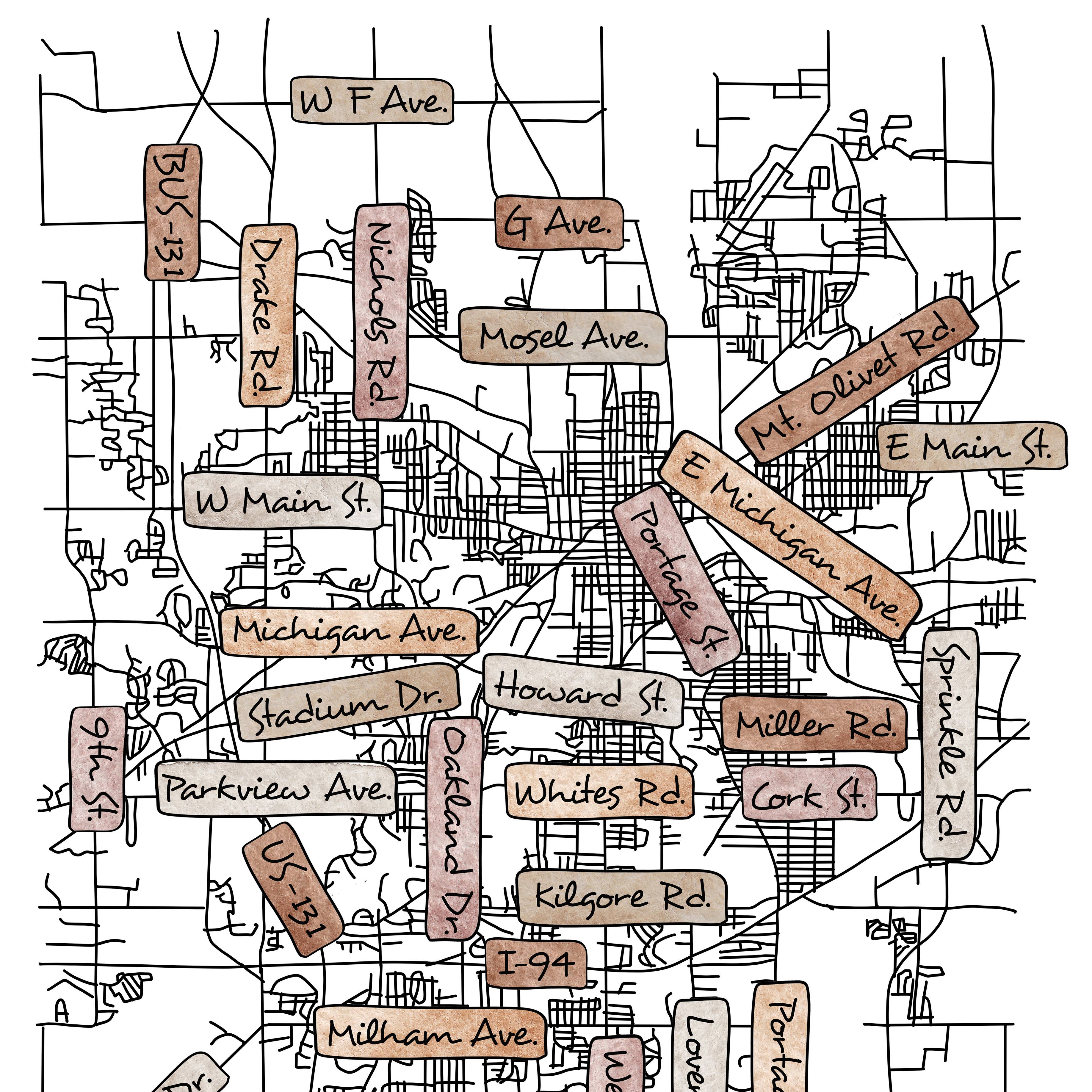 Sparks House Co. - Wholesale Art Print - Street Map Print - Street Names - Your City - Custom Order7