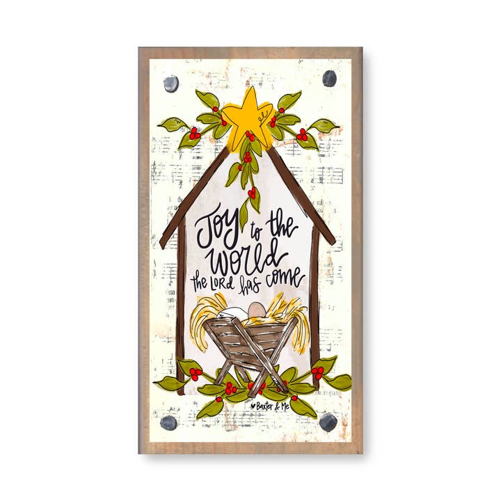 Baxter & Me - Wholesale Decorative Tabletop Object - Joy to the World Star Manger Driftwood Happy Block1