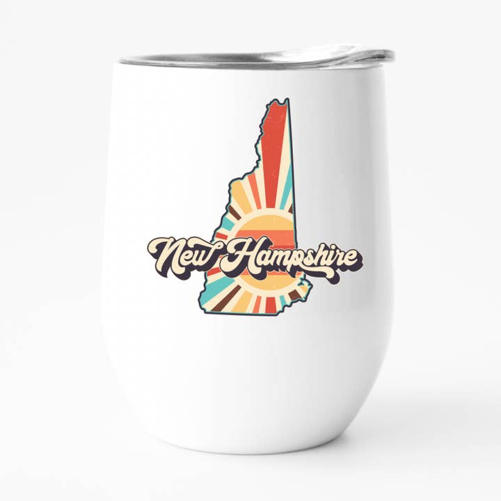Retro New Hampshire Wine Tumbler, State Pride Tumbler for wholesale by Fbombs & Booze