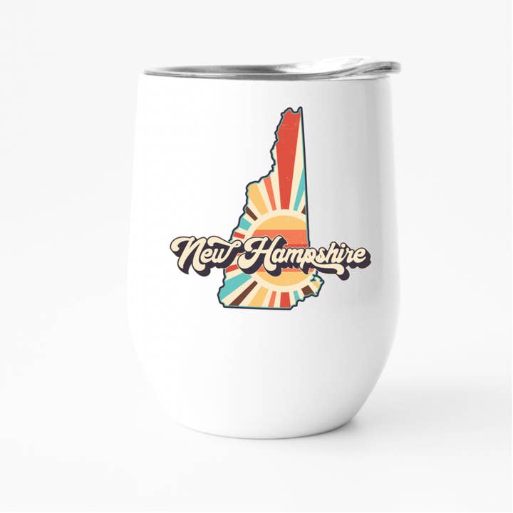 Retro New Hampshire Wine Tumbler, State Pride Tumbler for wholesale by Fbombs & Booze