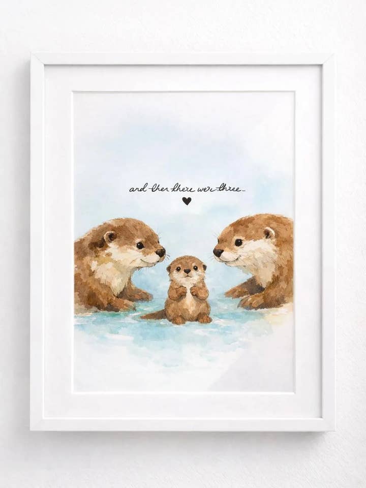 Neugeborenes Baby-Druck mit Ottern "Und dann waren es drei" für den Großhandel von Nono Problemo