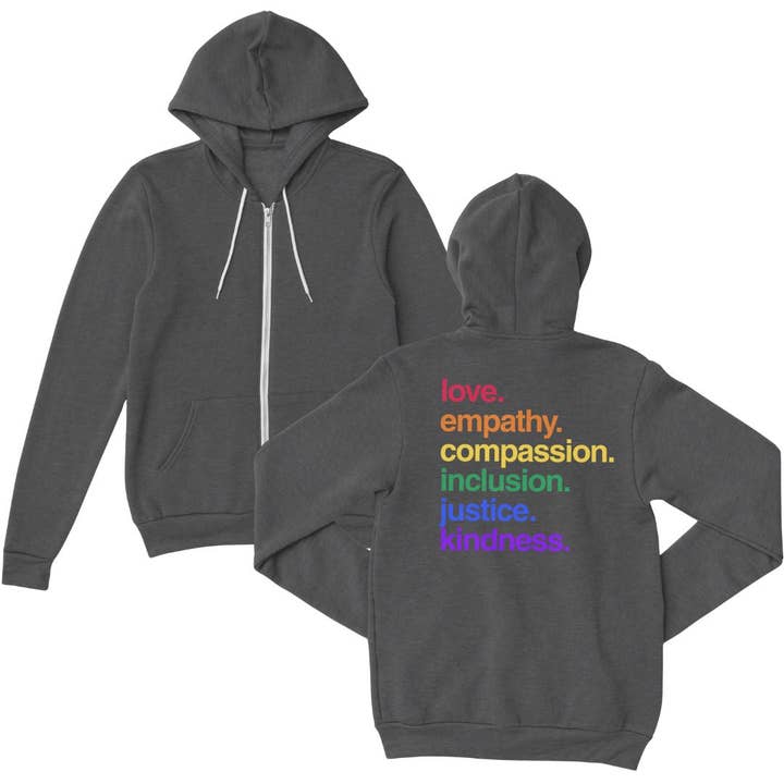 'Kindness Is' Pride Full Zip Fleece for wholesale by Kind Cotton
