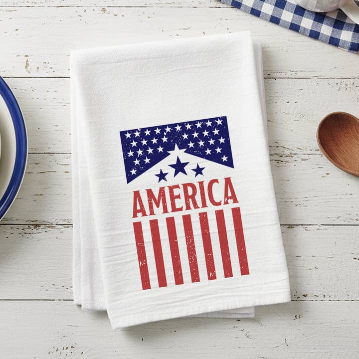 Vintage American Flag Poster - Cotton Tea Towel for wholesale by Heritage 76