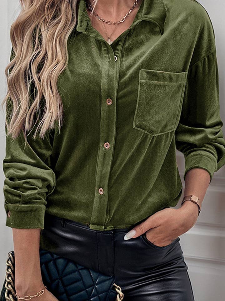 NINEXIS - Wholesale Blouse - Women's - CWTBLL2011_LAPEL LONG SLEEVE SINGLE BREASTED SHIRT