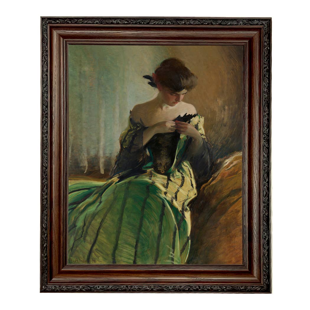 Madison Bay Co. - Historical Home Decor Reproductions - Vendita all'ingrosso Stampa artistica - Stampa su Tela Vintage di Donna in Abito Nero e Verde60