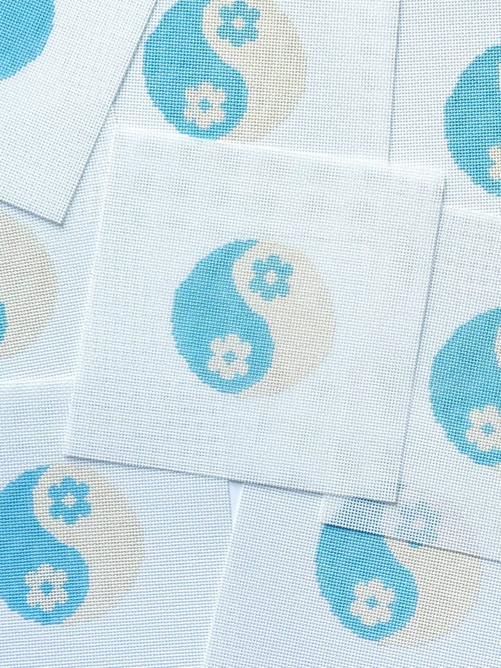 Yin Yang Flower Round Needlepoint Canvas | Hand-Painted 13 Mesh | 4" Design on 8" x 8" Canvas | Ready to Ship for wholesale by Cotswold Co Designs
