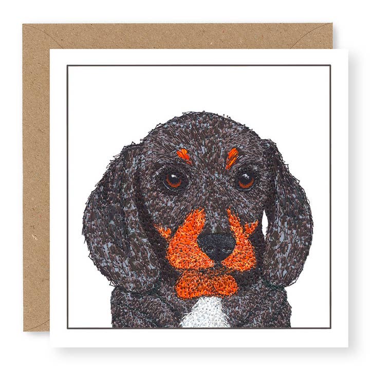 Whiskers Headsup - Dash the Dachshund for wholesale by Jane Buurman Handmade (Greetings Cards)