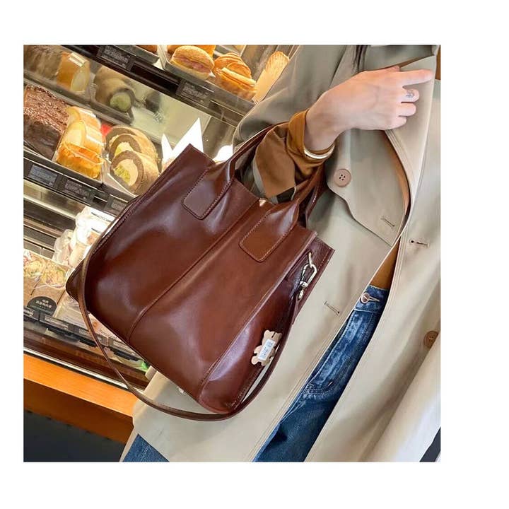 Sac cabas en cuir véritable pour femme pour la vente par particleactive