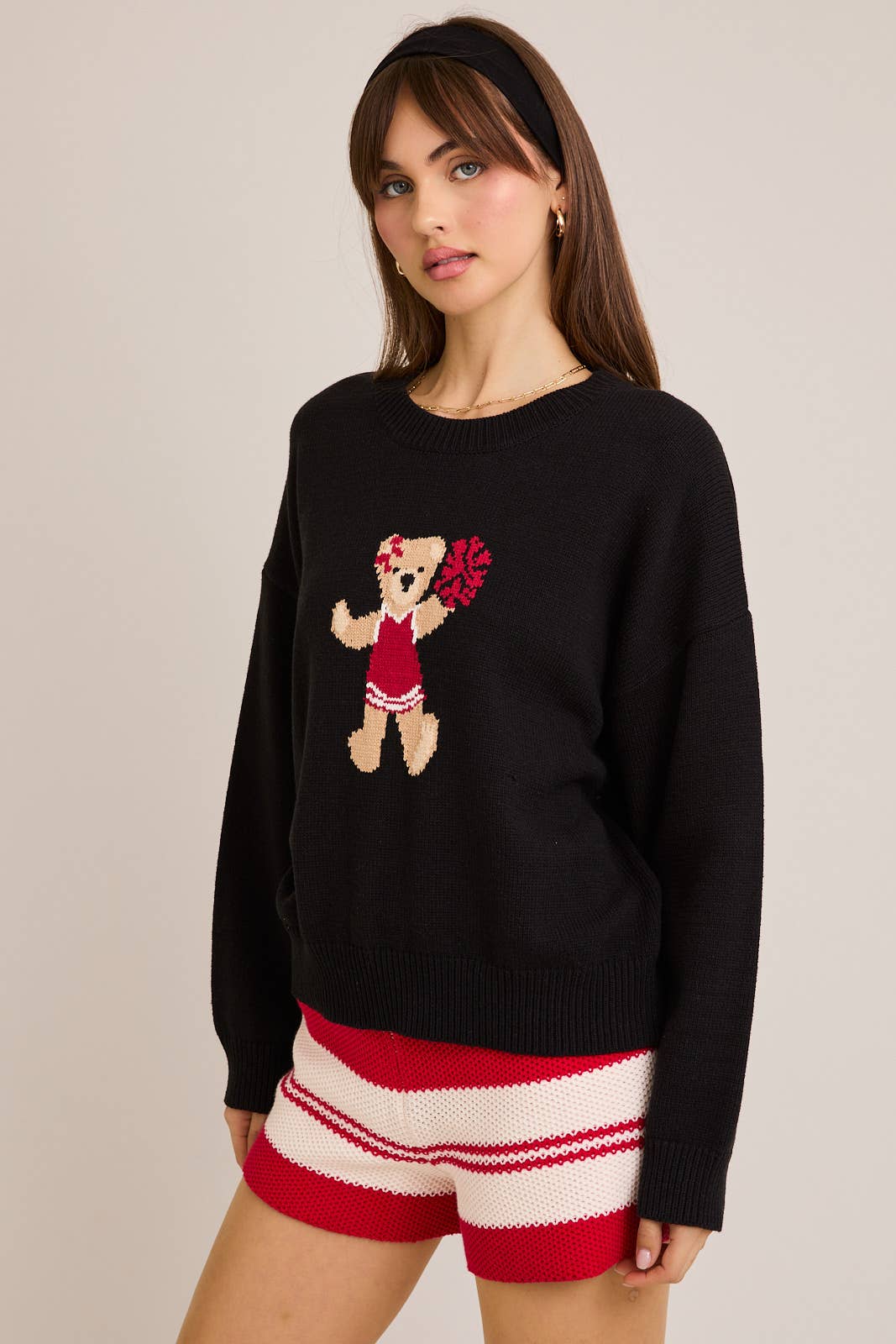 LE LIS - Wholesale Graphic Sweatshirt - Women's - LONG SLEEVE CREW NECK TEDDY BEAR GRAPHIC SWEATER7