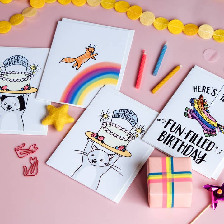 Shawna Smyth Studio - Vendita all'ingrosso Biglietti di auguri - Biglietto di auguri ecologico a forma di gatto con motivo «Happy Cute»4